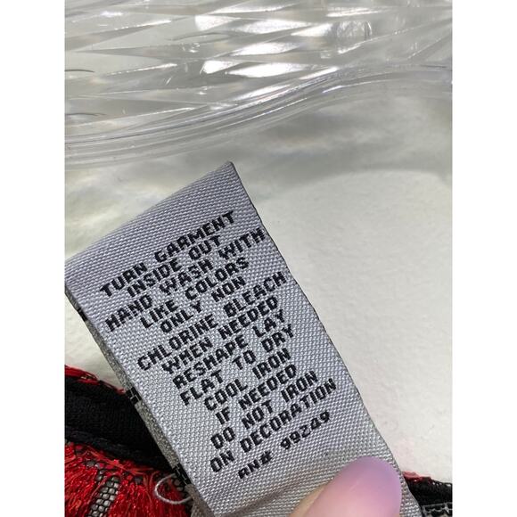 Catherines Sheer Mesh Embroidered Sequins Top Sz 1X Red Black Witchy Renaissance - Picture 5 of 9